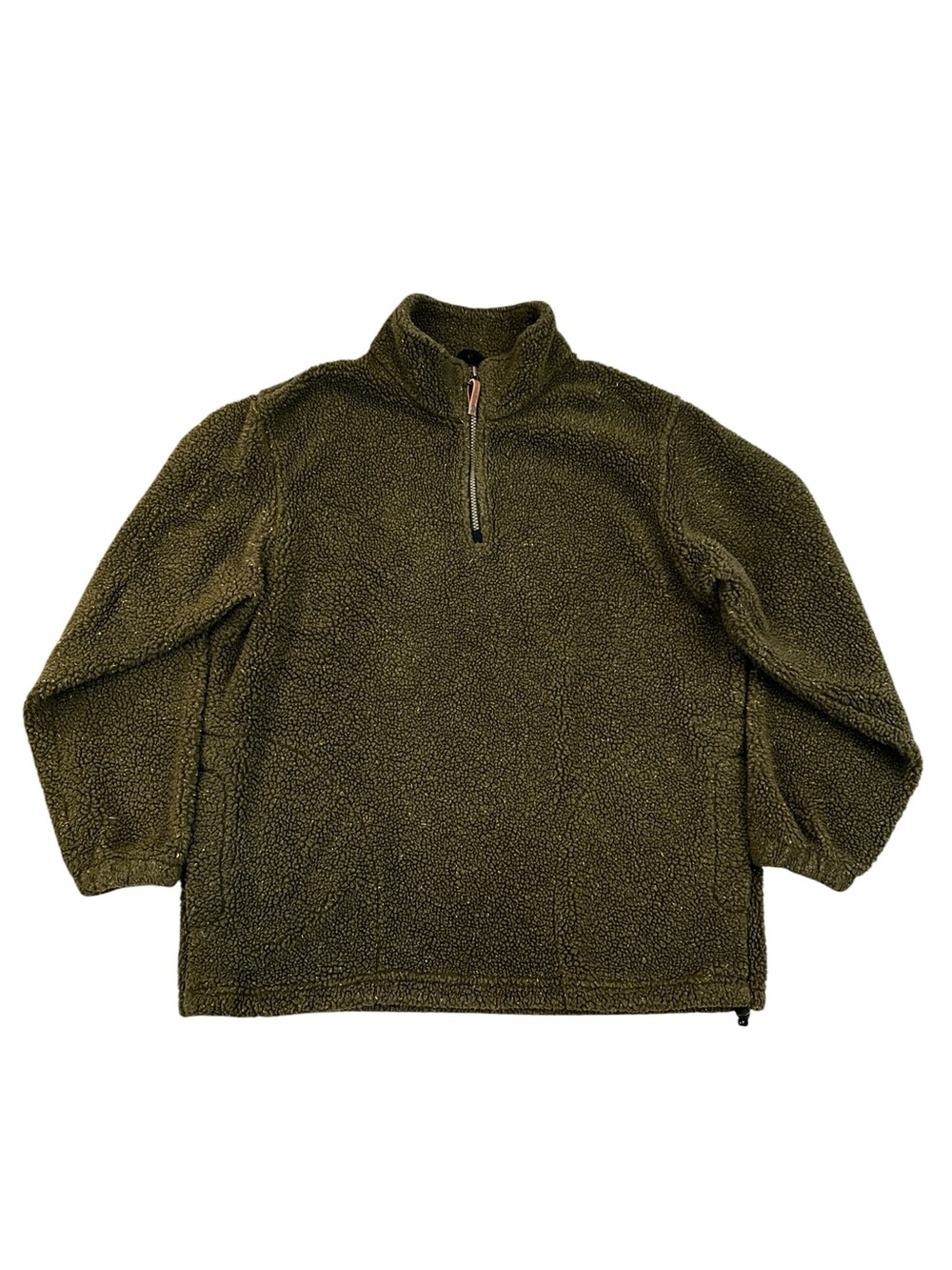 Vintage Lands’ End Sherpa Fleece 1/4 Zip Pullover USA Olive Green Medium/10-12